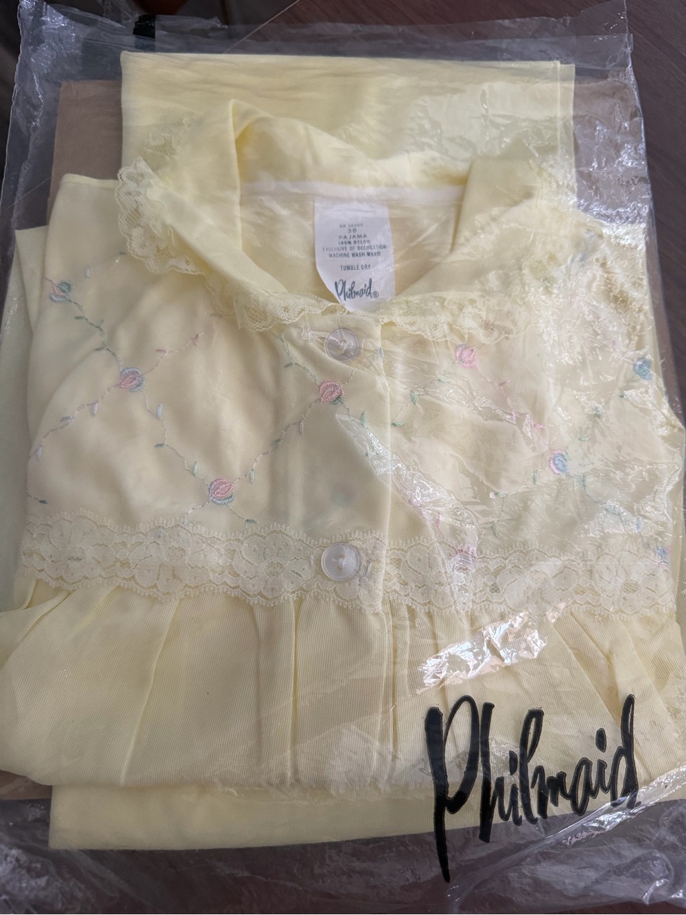 Vintage Philmaid 2 Piece Pajamas Size 38 S/M Yellow Cottagecore Grandmacore